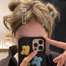 2pcs Metal Texture Hair Clips Set, Side Bangs Clips, Decorative Hair Accessories, Daily Wear, Makeup Essential, Hip Hop Y2K Chic, Minimalist Hair Clips