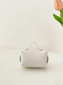 Bolso de mano mini estilo "Candy Girl", monedero, bolso de mano con decoración de perlas y lazo, lindo - Blanco - Ver 4
