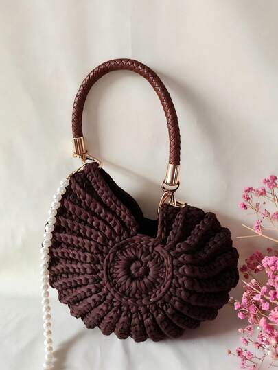 New Style Handwoven Handmade Fashionable And Simple Seashell Shell Handbag Brown Color