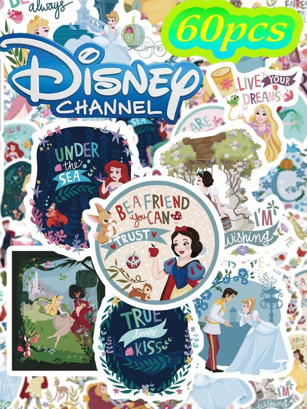 Disney Disney's 60 Mixed Princess Stickers, Perfect For Pasting On Luggage, Phone Cases, Refrigerators, Diary Books, Planner Materials, Learning Rewards, Halloween, Thanksgiving, Christmas, And Other Birthday And Holiday Gifts, As Well As Stickers And Decals