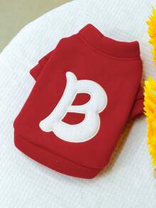 1 chiếc quần áo cho thú cưng, áo hoodie in chữ B dễ thương dành cho chó và mèo nhỏ, ấm áp và thoải mái, thích hợp cho mùa thu/đông. - Đỏ - Xem 8