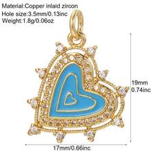 1pc Multi-Color Enamel Copper Heart Shaped Pendant, Delicate & Compact, Handmade DIY Necklace, Bracelet, Earring Jewelry Pendant, Suitable As Thanksgiving Gift