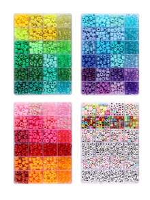 Pony Beads Kit, Mix Colors Pony Beads Kit For Jewelry Making, DIY Bracelets Necklaces Hair Braiding, Letter Beads Braids Crafts Friendship Gifts Festive Atmosphere Decoration