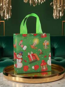 1pc New Style Christmas Gift Bag, Non-Woven Bag, Reindeer Print Bag, Christmas Gift Bag, Birthday Handbag Household Portable Cheap Stuff Gifts For Grandma Christmas Stuff For Women & Girl Gift For Mom, Valentines Day Durable