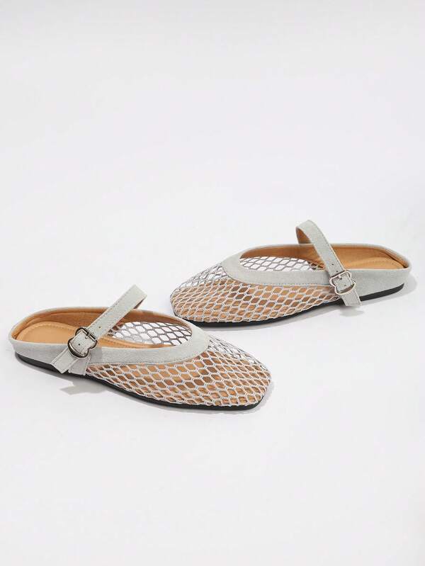 Nowe, wygodne, wsuwane sandały damskie z miękką podeszwą i siateczką, oddychające, zakryte palce, letnie kapcie na zewnątrz