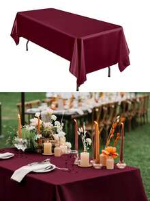 1pc Rectangular Satin Tablecloth 145*180cm/145*260cm, Smooth Fabric Surface, Suitable For Wedding Party Dining Table, Wedding Banquet, Banquet And Party (Multiple Colors Available)