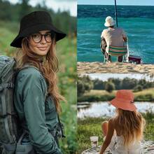 1 件男/女速干纯色钓鱼帽，宽边休闲户外太阳帽，涤纶材质