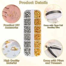 1800Pcs Crimp Tubes For Jewelry Making, Jewelry Crimp Beads With Crimping Pliers, Elastic Bracelet String And Bracelet Beading Wire For Bracelet Earring Necklace - Crimp Tubes - View 9