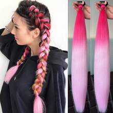 2 pezzi Estensioni per coda di cavallo intrecciate con laccio elastico, 30 pollici di lunghezza, capelli sintetici lisci per acconciatura a treccia avvolta, ciocche per coda di cavallo, colori viola, rosso, rosa