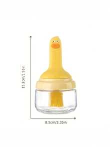 1 pieza Botella de aceite con forma de pato resistente al calor, con cepillo incorporado, mango de silicona, puede contener aceite, apta para hornear y asar a la parrilla, fácil de limpiar, herramienta de cocina linda, todo en un solo botella de aceite