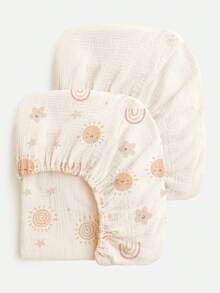 2 Pieces Infant Crib Bedsheet Set, Soft Breathable Baby Crib Mattress Cover, Essential For Newborns - Cartoon - View 12