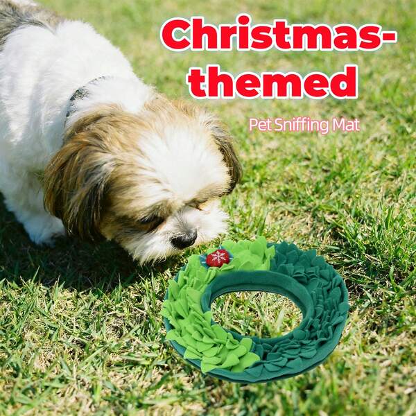 BJAYPET سجادة تنقيب للحيوانات الأليفة/إكليل عيد الميلاد بالبقدونس/سجادة تنقيب/وسادة عمل الأنف/لعبة تدريب بطيئة التغذية للكلاب