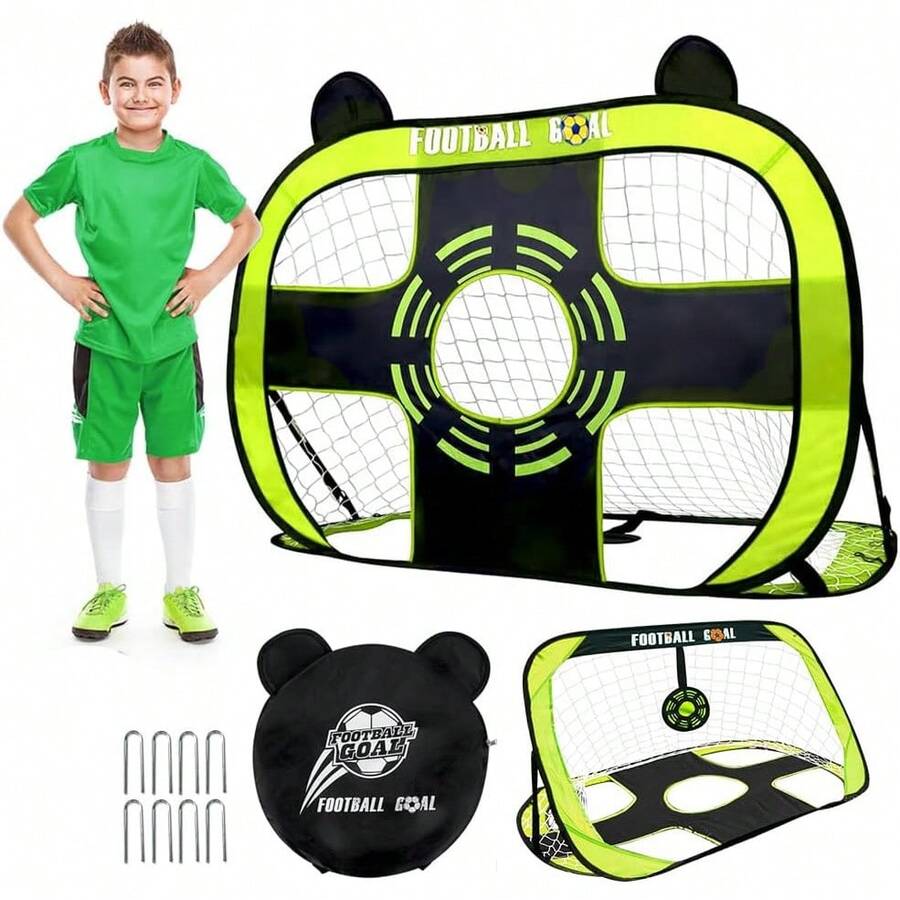 Portería de Fútbol para Niños, Red de Fútbol Portátil con Bolsa de Transporte, Portería de Fútbol Plegable para Jóvenes con Visión, Adecuada para Uso Interior y Exterior, Patio Trasero - Moda - Ver 1