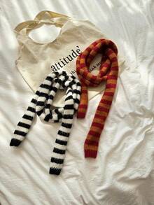 Sciarpa lavorata a maglia a righe, scalda collo di colore a contrasto alla moda, versatile per l'autunno/inverno da abbinare ai vestiti