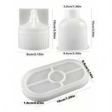 3 件套硅胶模具套装，多功能 DIY 工艺套件，用于烛台、椭圆形托盘和条纹储物罐/花盆，适用于环氧树脂、混凝土、石膏 - 非常适合家居装饰和珠宝展示 - 白色 - 查看 2