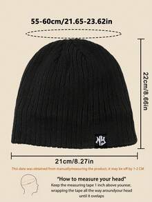 1pc Unisex Layered NY Logo Knit Beanie, Warm Thick Soft Comfortable Simple Fashion Cap Suitable For Cold Weather Fall - B - View 4