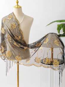 Pailletten-Stickerei Blume Muster eleganter Polyesterstoff, geeignet für Feierlichkeiten, alle Jahreszeiten