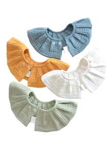 Set 3/5 pcs Celemek Bayi Katun Muslin Warna Polos Acak, Celemek Air Liur Bayi Baru Lahir - MultiWarna - View 3