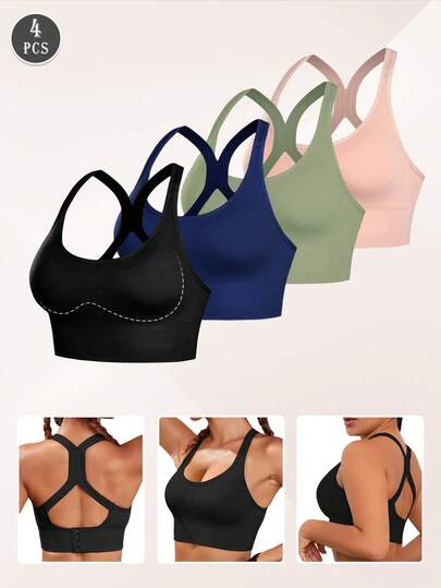 PCS Seamless Shockproof Sports BH Lightweight Breathable Yoga Gentle Workouts, Back Beauty, Wireless Support, Padded, Comfy Base Vest Top view 10