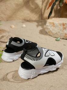 2025 Autumn Black And White Ladies' Sandals, Casual Fashion Women's Platform Sandals With Slip-On, Women's High-End Outdoor Work Light Anti-Skid And Wear-Resistant Leisure Sports Sandals, EVA Integrated Soft And Comfortable Running Shoes, Halloween Female College Students' Outdoor Sports Necessary Breathable Net Running Shoes,