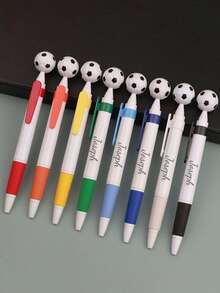 Custom Sculpted Text Creative Touch Football Shaped Pen, Supports Personalized Name, Phrase And Date. Great Gift For Family, Children's School, Friends Who Enjoy Writing,Office Decor - Multicolor - View 7