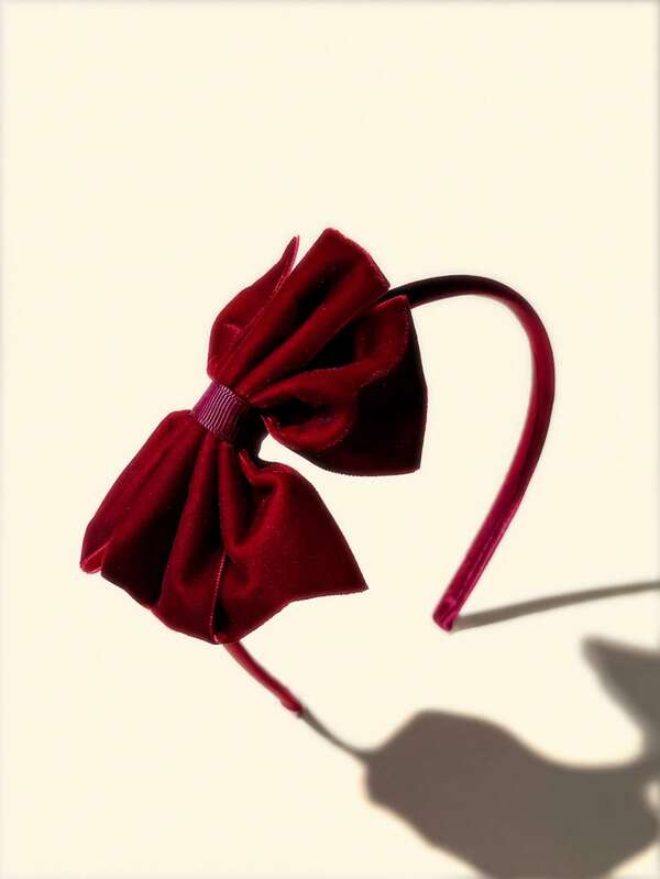 1pc Velvet Bow Headband, Children Hair Accessory For Girls, Winter