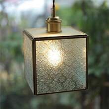 French Vintage Glass Pendant Flower Gold Antique Ceiling Hanging Lamp Large E2627 Base Bedroom Dining Room Table Bathroom KitchenFlower - Cuadrado - Ver 2