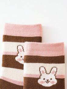 5 Pairs Kids' Thick Thermal Lined Mid-Calf Socks, Warm For Cold Weather, Suitable For Indoor, Outdoor, Sports Wear In Autumn/Winter