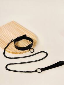 PETSIN 1套裝可調節個性化誇張寵物項圈和牽引繩套裝適用於戶外 - 黑色 - 查看 4