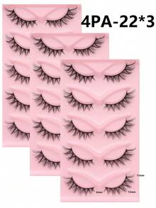 3 cutii (15 perechi) de gene false tip ochi de pisică, design 3D înaripat, naturale și pufoase, potrivite pentru purtare zilnică, întâlniri și călătorii