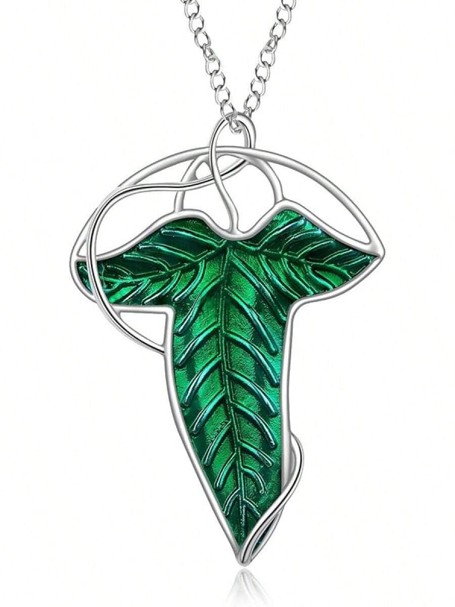 Lord Of The Ring/Arwen Evenstar/Elven Green Tree Leaf/Thorin Oakenshield Necklace Lord Of The Ring Pendant Necklace With Cubic Zirconia,Elvish Jewelry For Women2025 - 精靈綠葉項鍊 - 查看 1