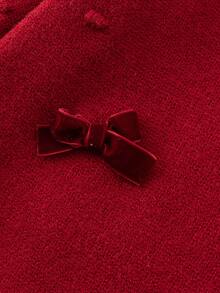 1 Stück süßes und niedliches Mädchen Kleid mit roter Schleife Dekoration und Langarm, Pulloverkleid