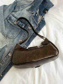 [US-Based Shipping]1pc Women Retro Biker Chic Studded Adjustable Strap Crossbody Bag, Large Capacity Soft Gradient Leather Shoulder/Underarm Bag, Suitable For Work, Dating, Parties, Vintage Bag For Women, Halloween Purse Perfect For Fancy Party Halloween Fashion & Gothic Fashion,Cool Girls Street Wear, Perfect For Music Festival, Concert, Rock Style Bag For Women, Japanese Bag, Y2k Bag, Gothic Punk Bag For Women, 2000s Fashion Style Bag For Women, Vintage Bag For Women, Street & Japanese Bag For Women,Buckle Punk Hobo Shoulder Bag Clutch Purses Bags,PU Leather Women's Handbag, Versatile Retro Small Bag, Fashionable Crescent Moon Bag,Shoulder Underarm Bag, Women Retro Biker Chic Studded Adjustable Strap Crossbody Bag, Large Capacity Soft Gradient Leather Shoulder/Underarm Bag, Suitable For Work, Dating, Parties, Vintage Bag For Women,Perfect For Fancy Party Halloween Fashion,Women's Fall Clothing Winter Clothing Christmas Halloween Gift - 棕色 - 查看 9