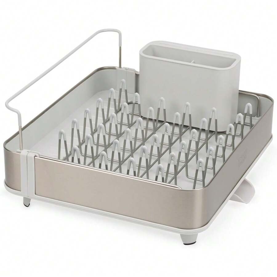 Joseph Joseph Extend Steel Expandable Dish Drying Rack With Removable Cutlery Holder Swivel Draining Spout, Stainless Steel - Đá ánh sáng - Xem 1
