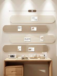 4pcs Set Decorative Bulletin Board, Self-Adhesive Wall Memo Board, Nordic Minimalist Felt Combination Display Board, Reusable Home/Office/Classroom Photo Wall Message Board, Polyester Felt Pin Board For Room Decor, Office Memo, Study Reminder, Entryway Key Holder, Vanity Jewelry Organizer - Stripe - View 3