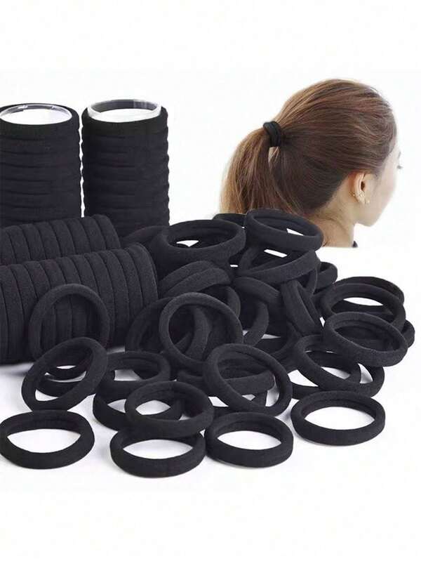 50pcs/100pcs Black Hair Ties, High Elasticity No Damage Hair Scrunchies, Rubber Bands For Ponytail Hair Accessories ,Ponytail Holders ,Hair Elastics ,Hair Rubber Bands ,Hair Rope