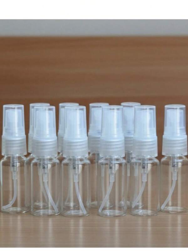 10 Frascos de Vidro 5ml Válvula Spray Transparente para Amostra de Perfumes