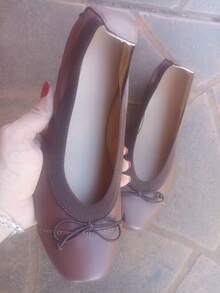 Women's Compact Folding Flats With Square Toe - Rust Brown - View 3