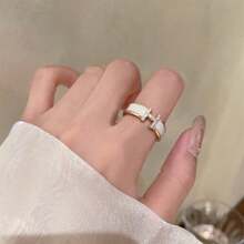 Letter H Open Ring Niche Design High Sense Index Finger Ring Fashion Personality Ins  Adjustable Ring - H Vòng hở - Xem 2