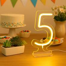 20cm LED Neon Table Number – Warm White Or Cool White | Premium Crystal Acrylic - 暖白色 - 查看 5