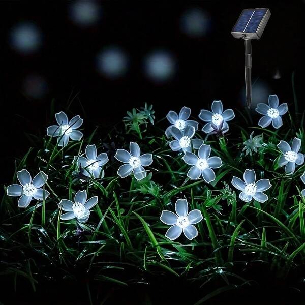 1 قطعة أضواء الجنية الشمسية للخارج، 8 أوضاع إضاءة أضواء الجنية الشمسية الزهرية المقاومة للماء LED للحديقة والشرفة والأشجار وعيد الهالوين وعيد الميلاد