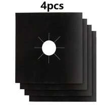 4pcs Reusable Gas Stove Burner Covers - 0.1mm Thick Double Layer Non-Stick Easy Clean Liners For Kitchen/Cooking, Gas Stove Grate Size 10.6 Inch X 10.6 Inch,