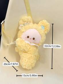 Cute Cat, Penguin, Rabbit Plush Backpack, Cat, Penguin, Rabbit Slouch Small Backpack, Girl Casual Phone Coin Purse, Unique Cartoon Shoulder Crossbody Bag