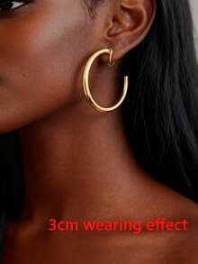 2 件装独特设计可旋转简约金色环状夹式耳环，适合无耳洞的女士 - 圓圈 - 查看 8