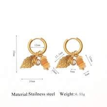 304不鏽鋼18K鍍金獨特歐式極簡風珍珠葉片夾耳環，時尚天然石珠飾女款 - 彩色 - 查看 11