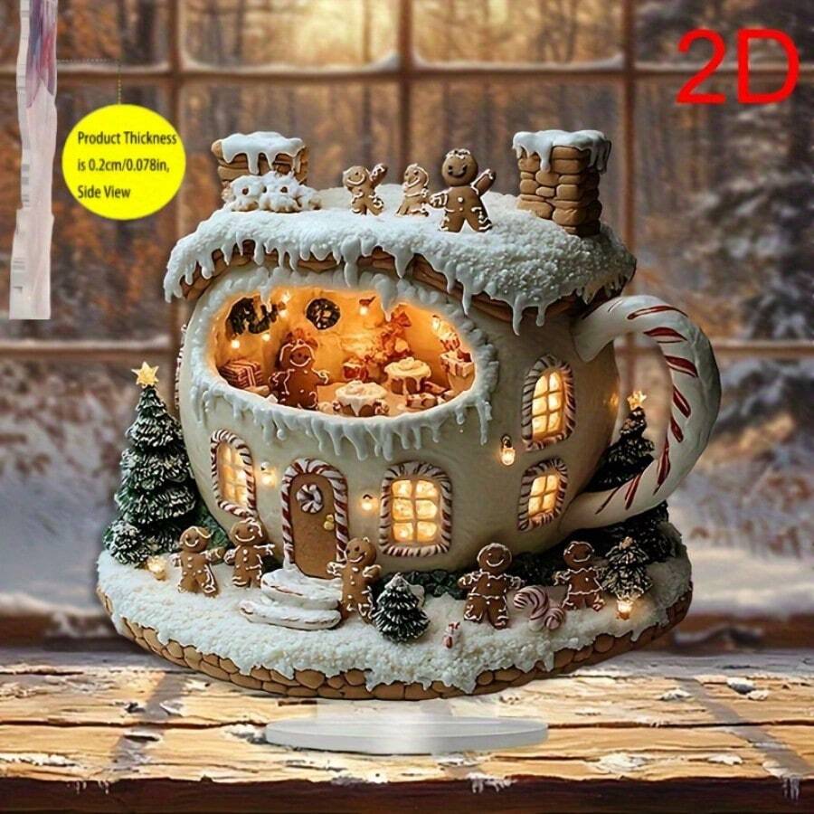 One Piece, Gingerbread House, Acrylic Countertop Display Rack, Holiday Christmas Decoration, Bohemian Style, Home Office Decoration, Perfect Gift, Multifunctional, No Text