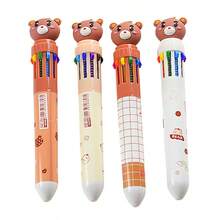 10-In-1 Cute Bear Ballpoint Pen Set, Retractable Plastic Pens, Battery-Free, Multicolor, Suitable For Ages 14+, Daily Writing Tool, Office Supplies, Holiday Party Favors