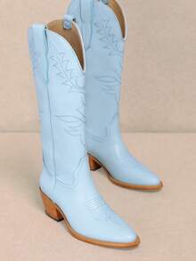 MI.IM ADEL - Festival Chunky Heeled Cowboy Cowgirl Boots - Blue - View 3