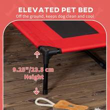 PawHut Elevated Dog Bed With Canopy, Portable Raised Dog Cot For XL Sized Dogs, Indoor & Outdoor, 48" X 36" X 43", Red - 紅色 - 查看 6