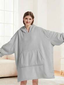 男女通用可穿戴连帽毯，超大号连帽卫衣毯，舒适保暖的抓绒毯，带袖子和超大口袋，适合成人，室内外均可使用，是馈赠佳品。 - 彩色 - 查看 7